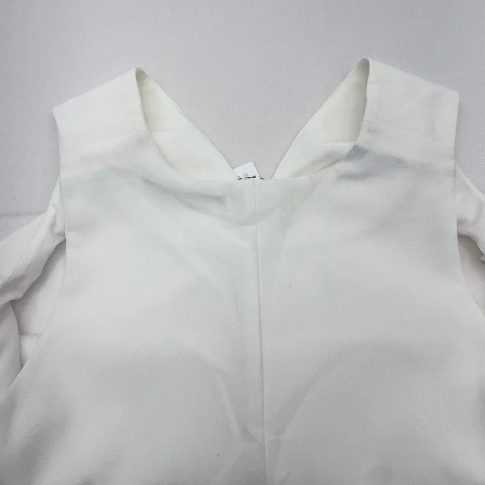 NWT Banana Republic Shift Dress Womens 10 White V-Neck Sleeveless Lined Stretch‎